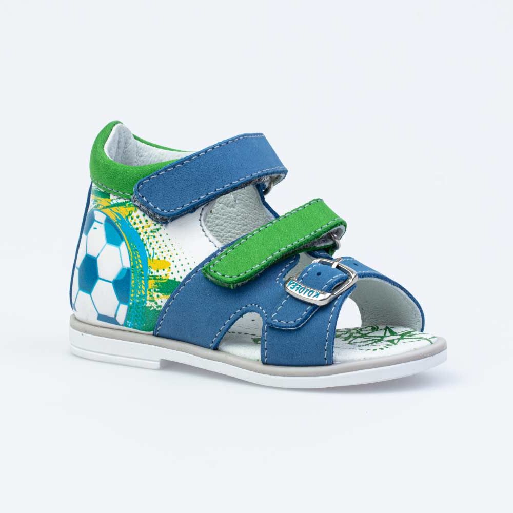 фото Сандалии для мальчиков котофей цв.синий, зеленый р.20