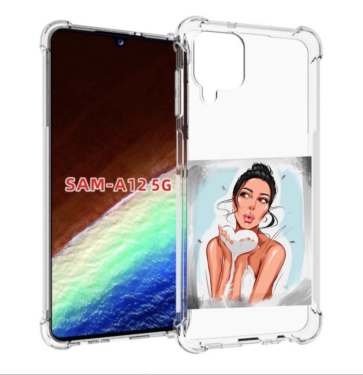 

Чехол MyPads девушка-с-пеной женский для Samsung Galaxy A12 (SM-A125F) 2020/21, Прозрачный, Tocco