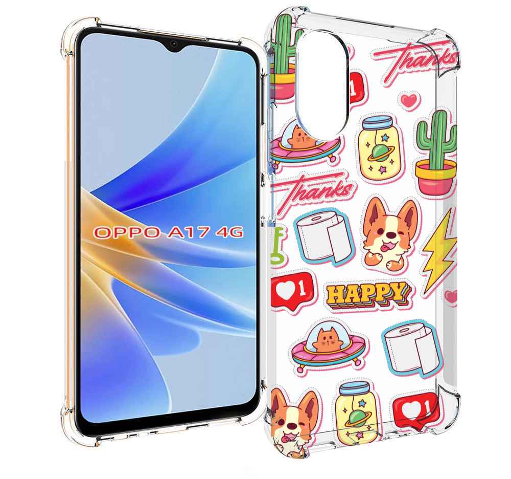 

Чехол MyPads милые-стикеры-корги для OPPO A17, Прозрачный, Tocco