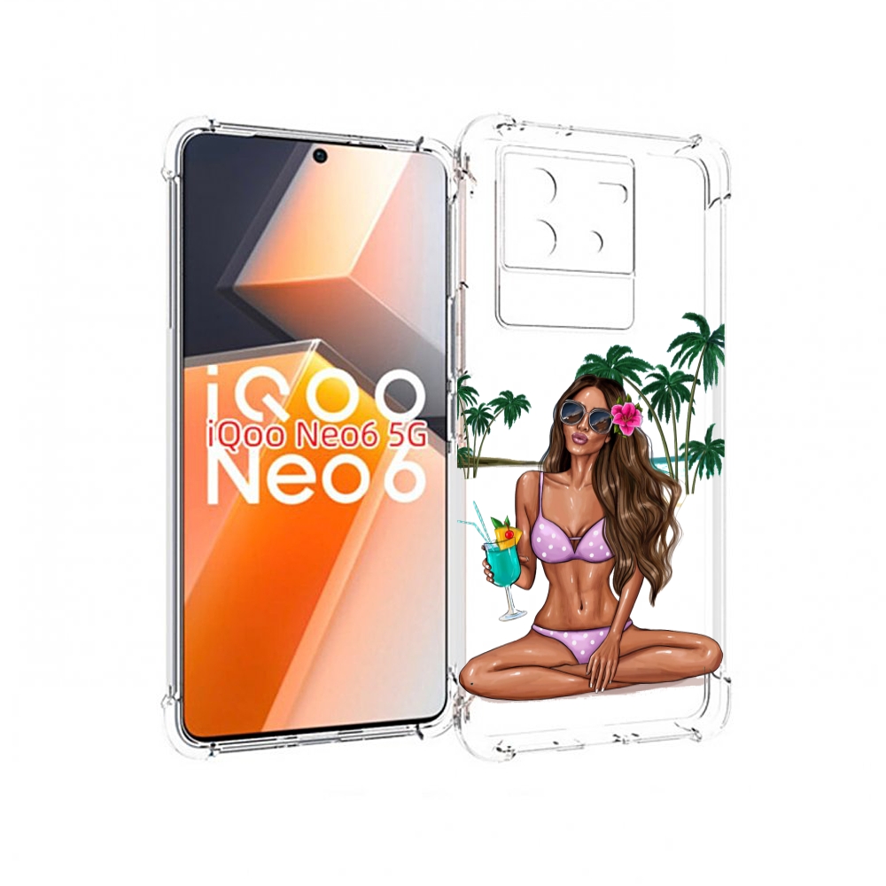 

Чехол MyPads Гавайская-девушка женский для Vivo iQoo Neo 6 5G, Прозрачный, Tocco