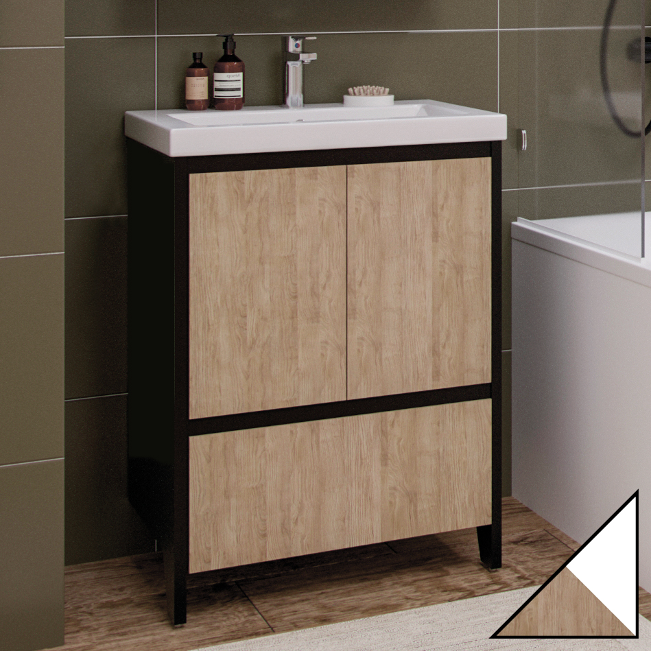 

Тумба с раковиной Velvex Klaufs 60.2D.1Y белая, шатанэ, напольная, Белый;бежевый, Klaufs 60.2D.1Y белая, шатанэ, напольная