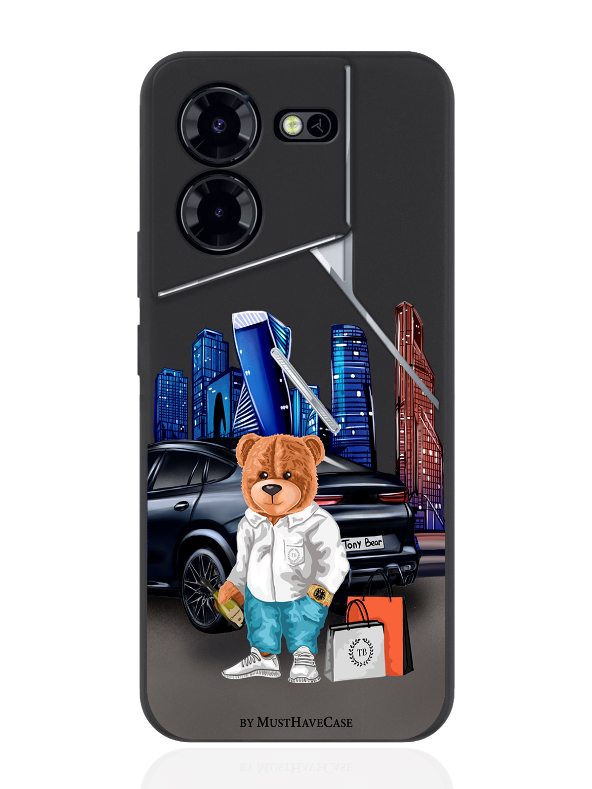 

Чехол для смартфона Tecno Pova 5 Pro Tony Moscow city/ Тони Москва Сити, Черный;синий;коричневый, Tecno Pova 5 Pro