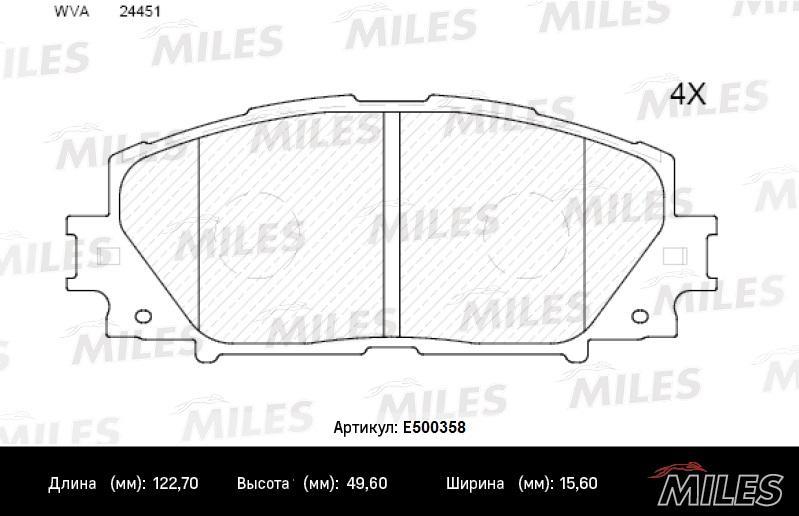 

Комплект тормозных колодок Miles E500358