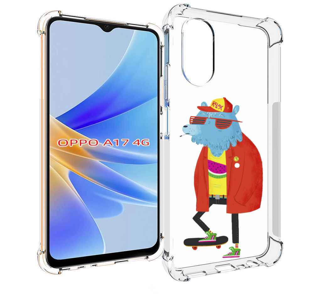 

Чехол MyPads медведь на скейте для OPPO A17, Прозрачный, Tocco