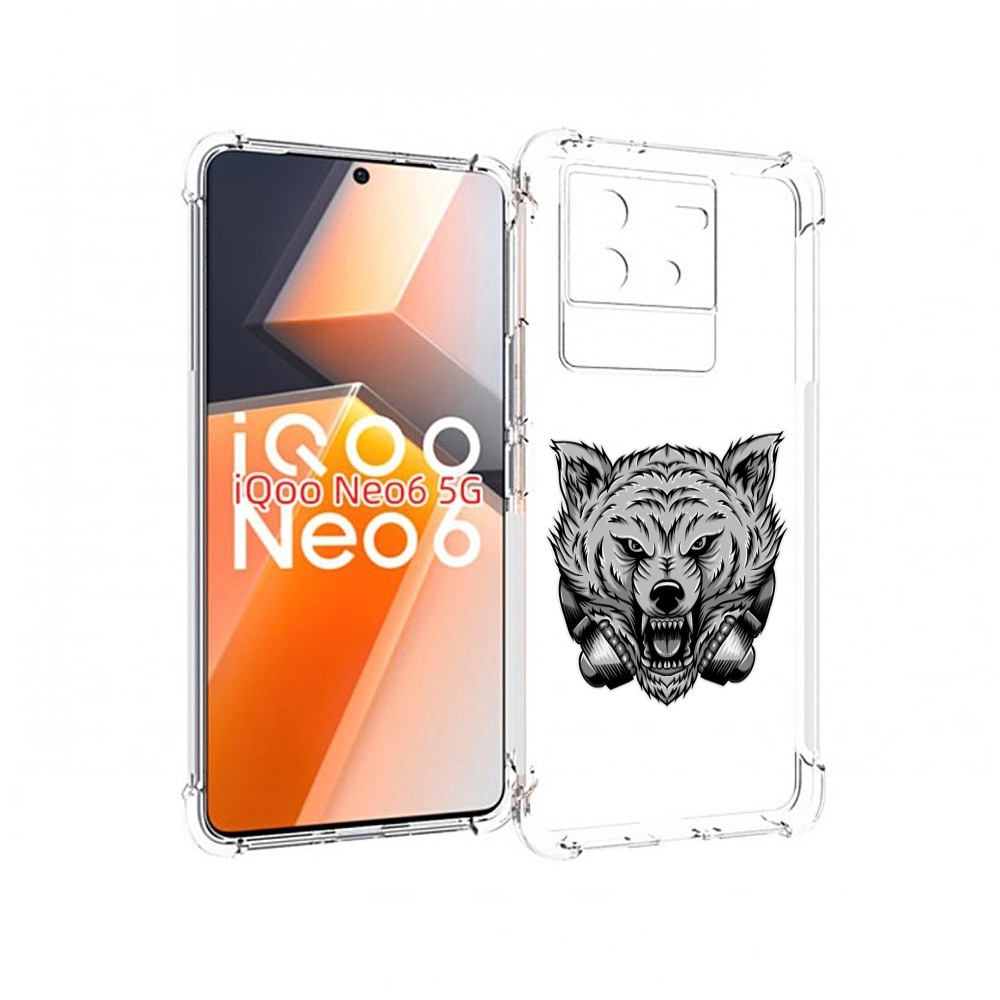 

Чехол MyPads Волк-в-наушниках мужской для Vivo iQoo Neo 6 5G, Прозрачный, Tocco