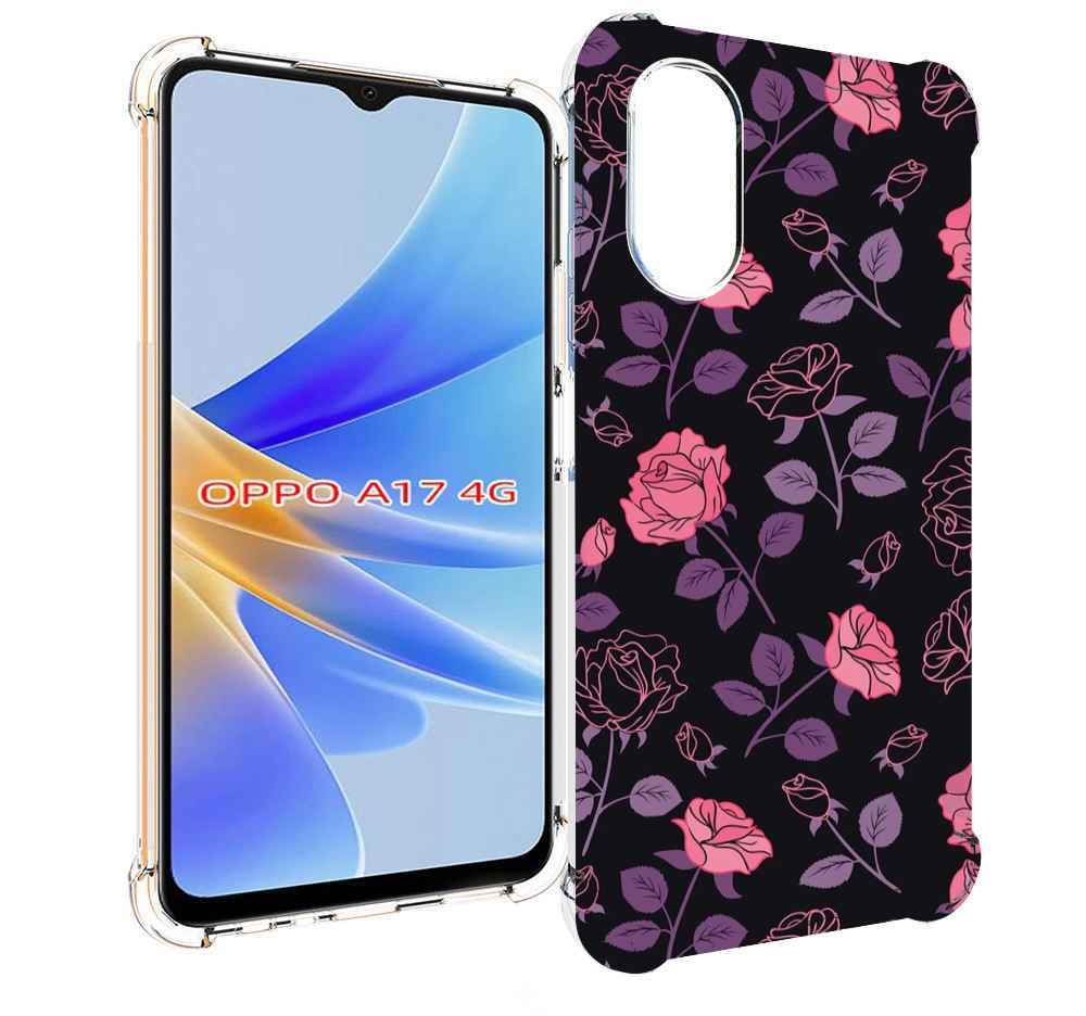 

Чехол MyPads маленькие розочки на черном фоне женский для OPPO A17, Прозрачный, Tocco