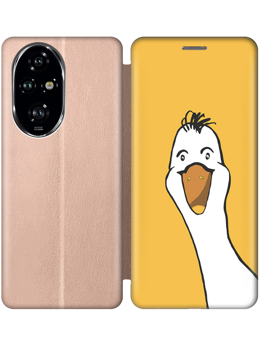 

Чехол-книжка на Honor 200 pro с принтом "Забавный гусь" золотой, Золотистый;белый;желтый, 783979672