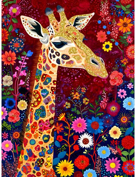 

Алмазная мозаика на подрамнике Цветочный жираф, 40x30 см, 50 цветов, 82790, ПРА-685