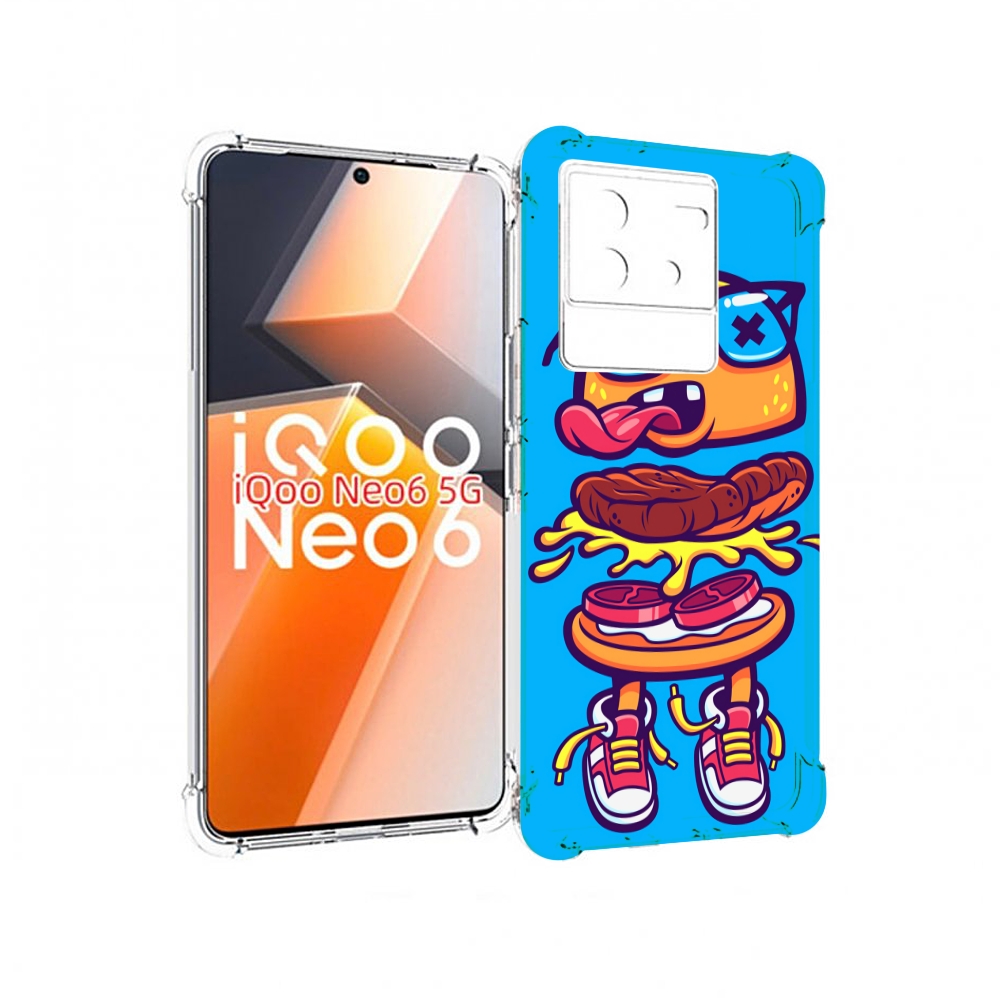 

Чехол MyPads Бургер с очками для Vivo iQoo Neo 6 5G, Прозрачный, Tocco
