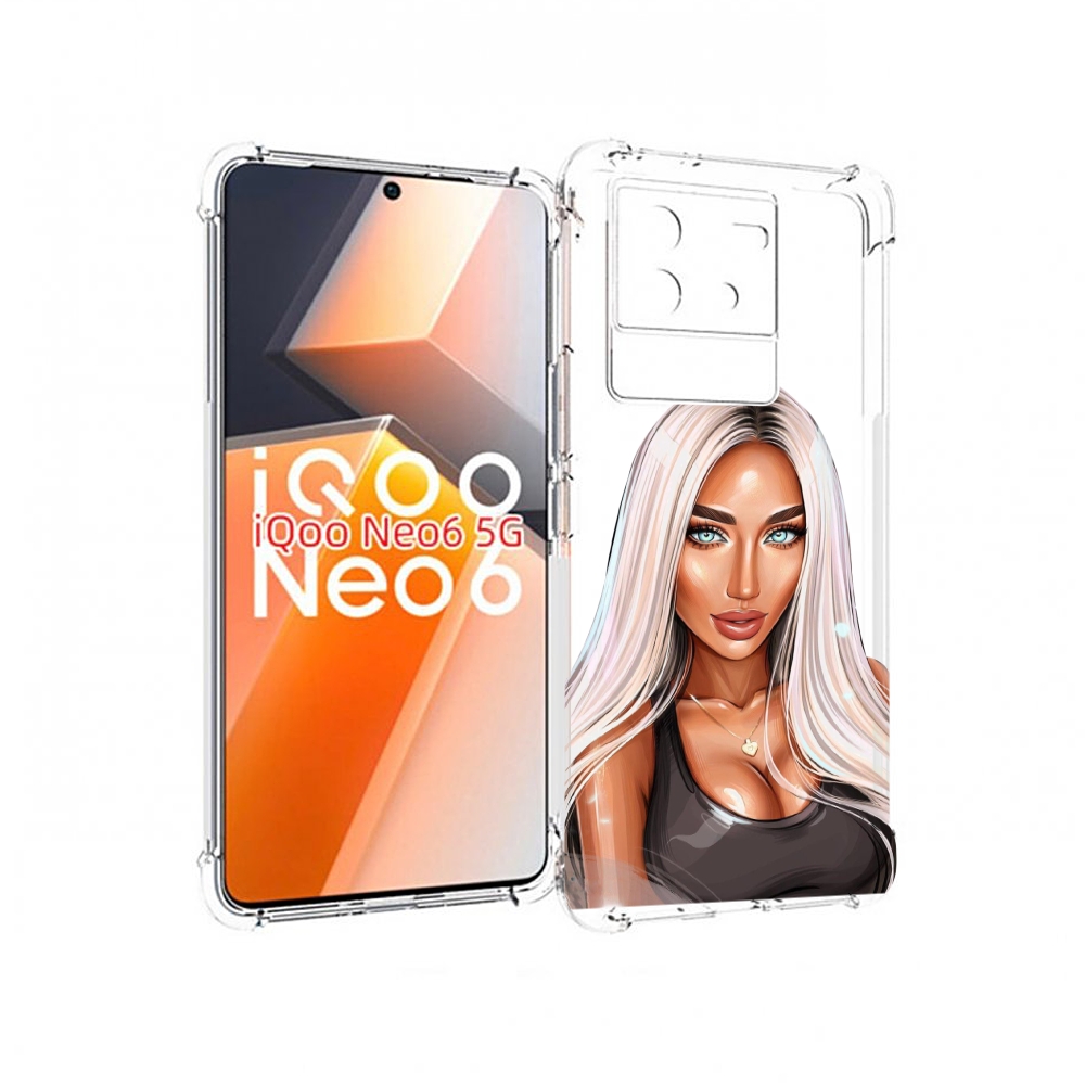 

Чехол MyPads Блондинка женский для Vivo iQoo Neo 6 5G, Прозрачный, Tocco