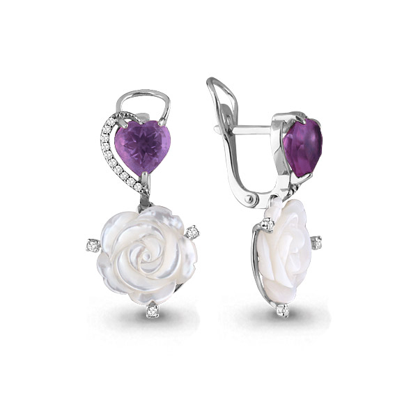 

Серьги из серебра с аметистом Aquamarine 4470804А_925_р, 4470804А_925_р