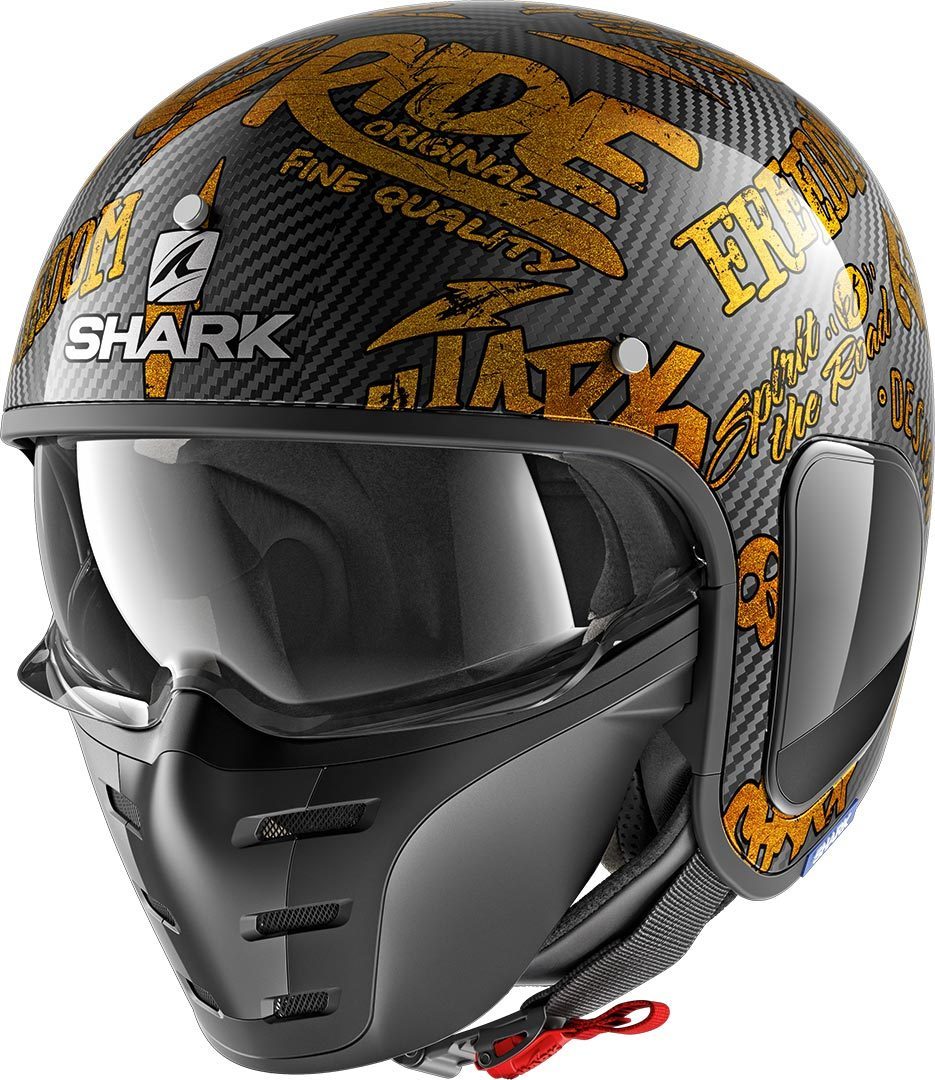 Шлем SHARK S-DRAK CARB FREESTYLE CUP арт. HE2708E-DQQ-S Carbon/Gold S