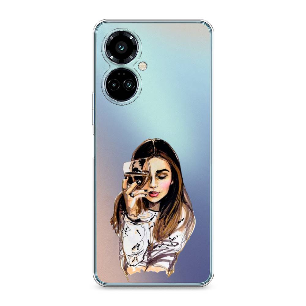

Силиконовый чехол "Девушка с бокалом" на Tecno Camon 19 Pro