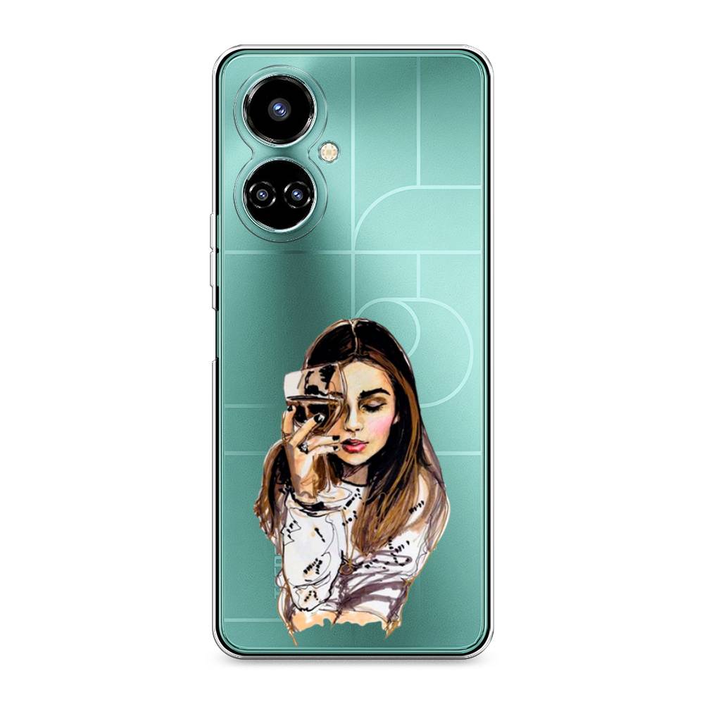 

Чехол Awog на Tecno Camon 19/19 Pro 4G "Девушка с бокалом", Разноцветный, 301650-7