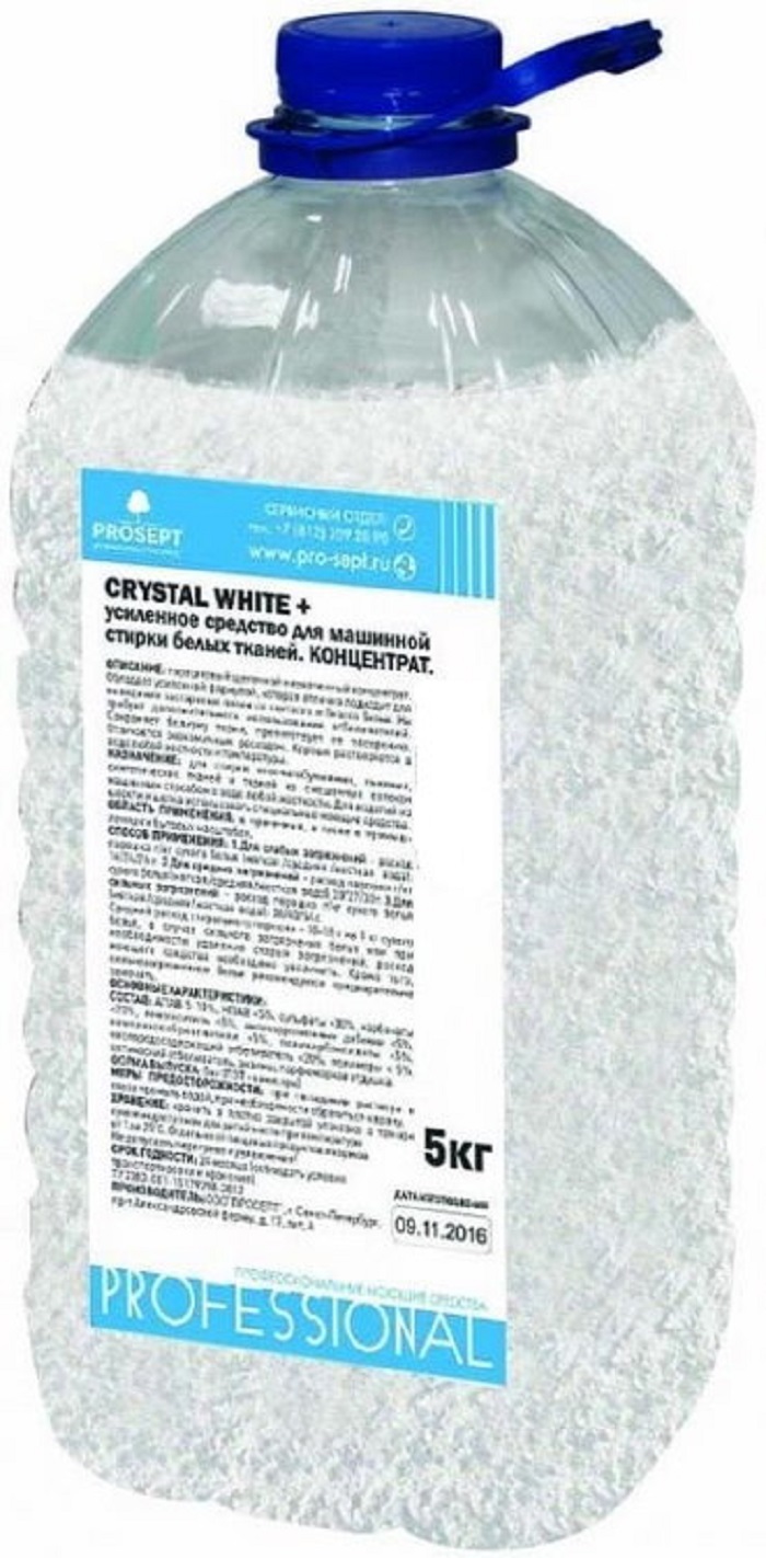 

Стиральный порошок Prosept для белых тканей Crystal White 5 кг, Стиральный порошок