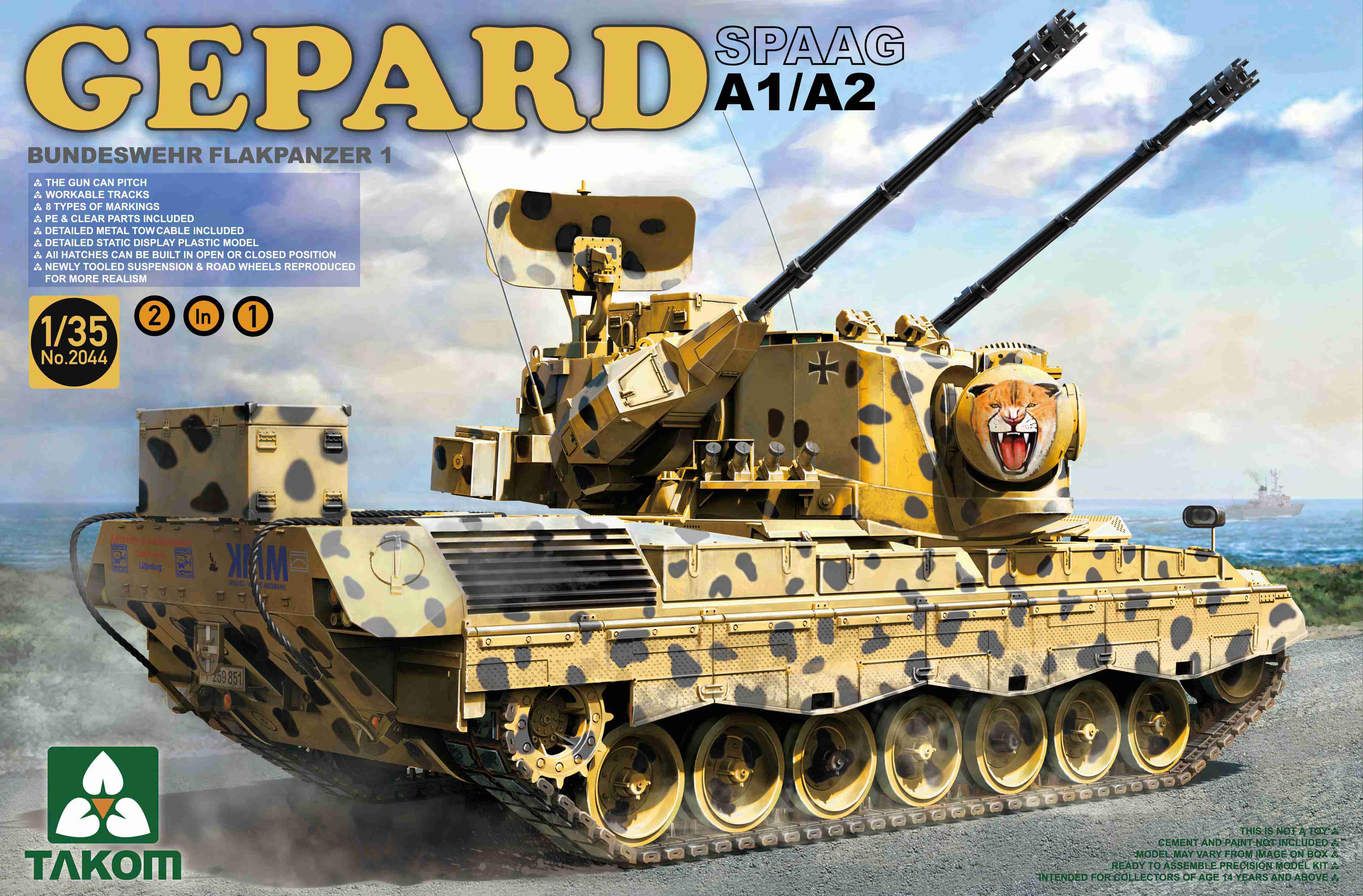 фото Сборная модель takom 1/35 германская зенитная установка spaag gepard a1/a2 2044