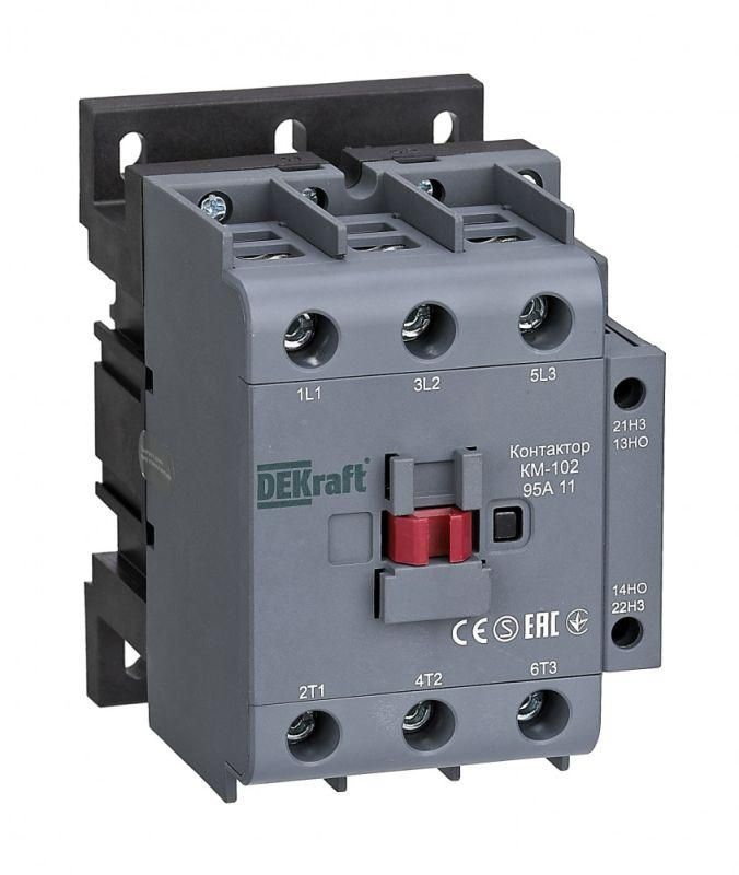 фото Контактор км-102 3п 95а кат. 230в ac 1но+1нз ac-3 ac-4 dekraft 22010dek