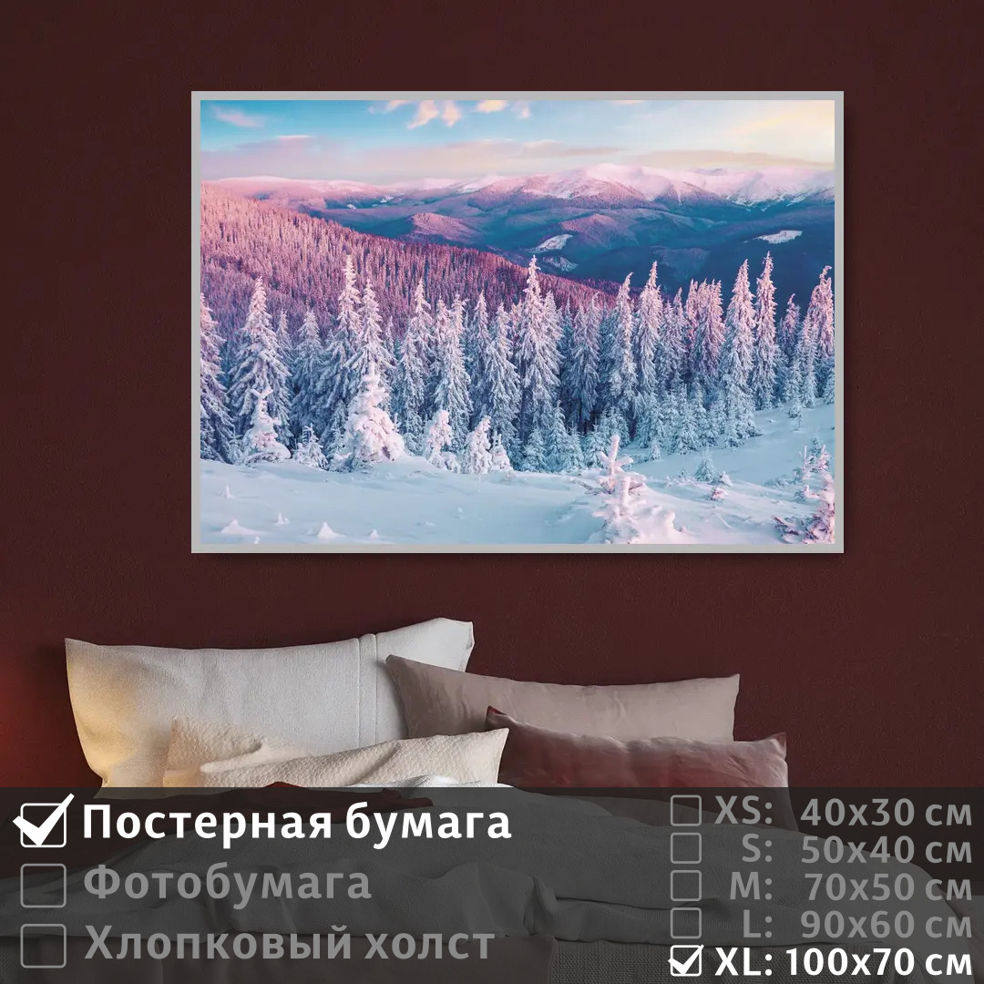 

Постер на стену ПолиЦентр Зимний лес урал 100х70 см, ЗимнийЛесУрал1
