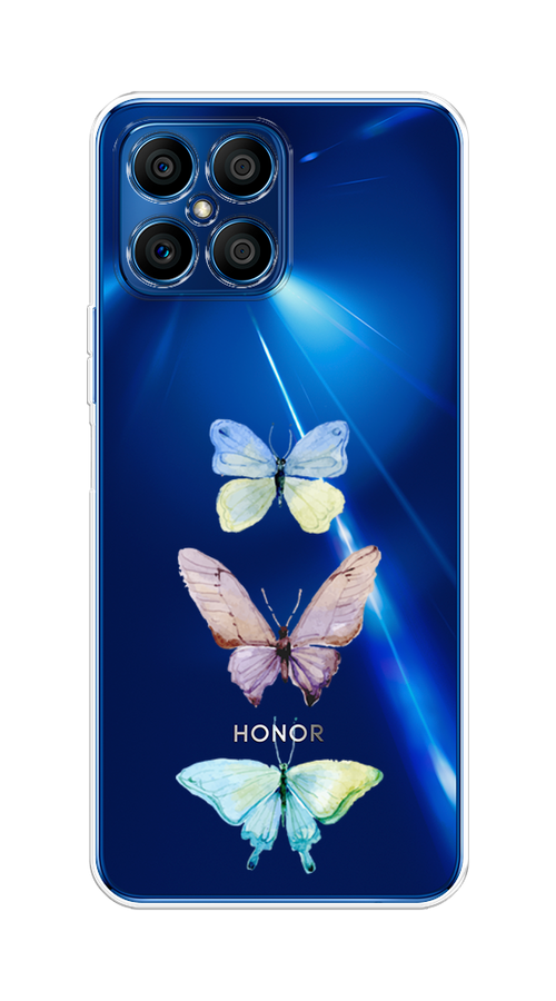 

Чехол на Honor X8 "Акварельные бабочки", Бирюзовый;розовый, 6107650-1