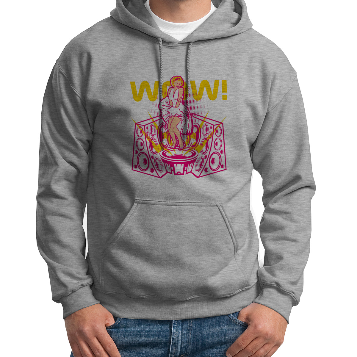 

Худи унисекс CoolPodarok Мерлин WOW серое 52 RU, Серый, S0151258
