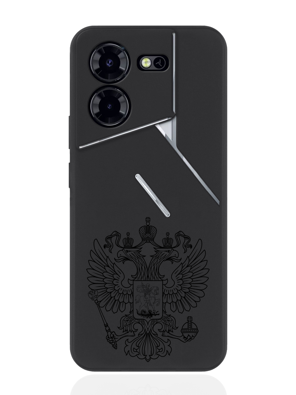 

Чехол для смартфона Tecno Pova 5 Pro Черный лаковый Герб Россия, Tecno Pova 5 Pro