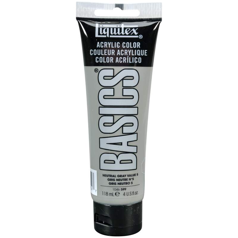 

Краска акриловая художественная Liquitex Basics, 118мл, туба, 599 серый нейтральный №5 (ар