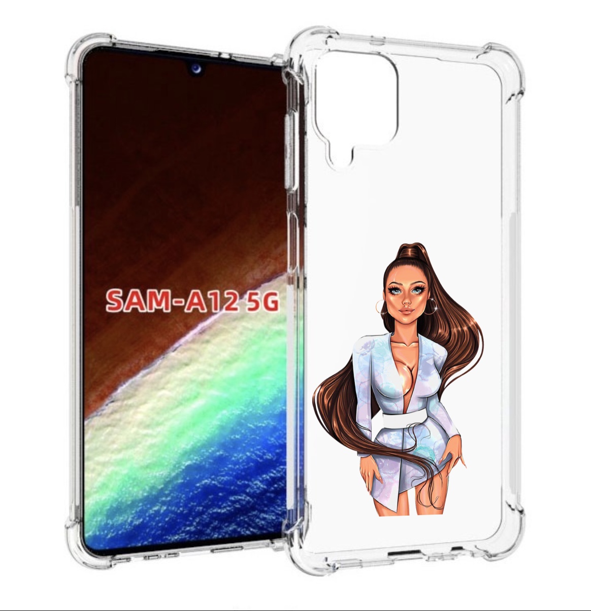 

Чехол MyPads девушка-с-очень-длинными-волосами женский для Samsung Galaxy A12, Прозрачный, Tocco