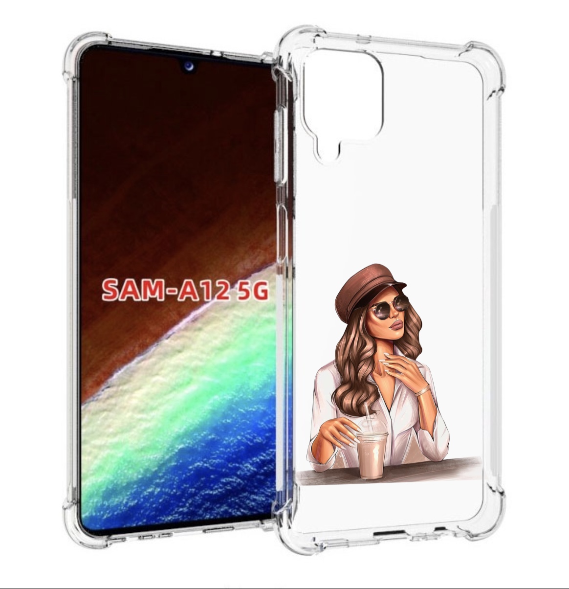 

Чехол MyPads девушка-с-милкшейком женский для Samsung Galaxy A12 (SM-A125F) 2020/21, Прозрачный, Tocco