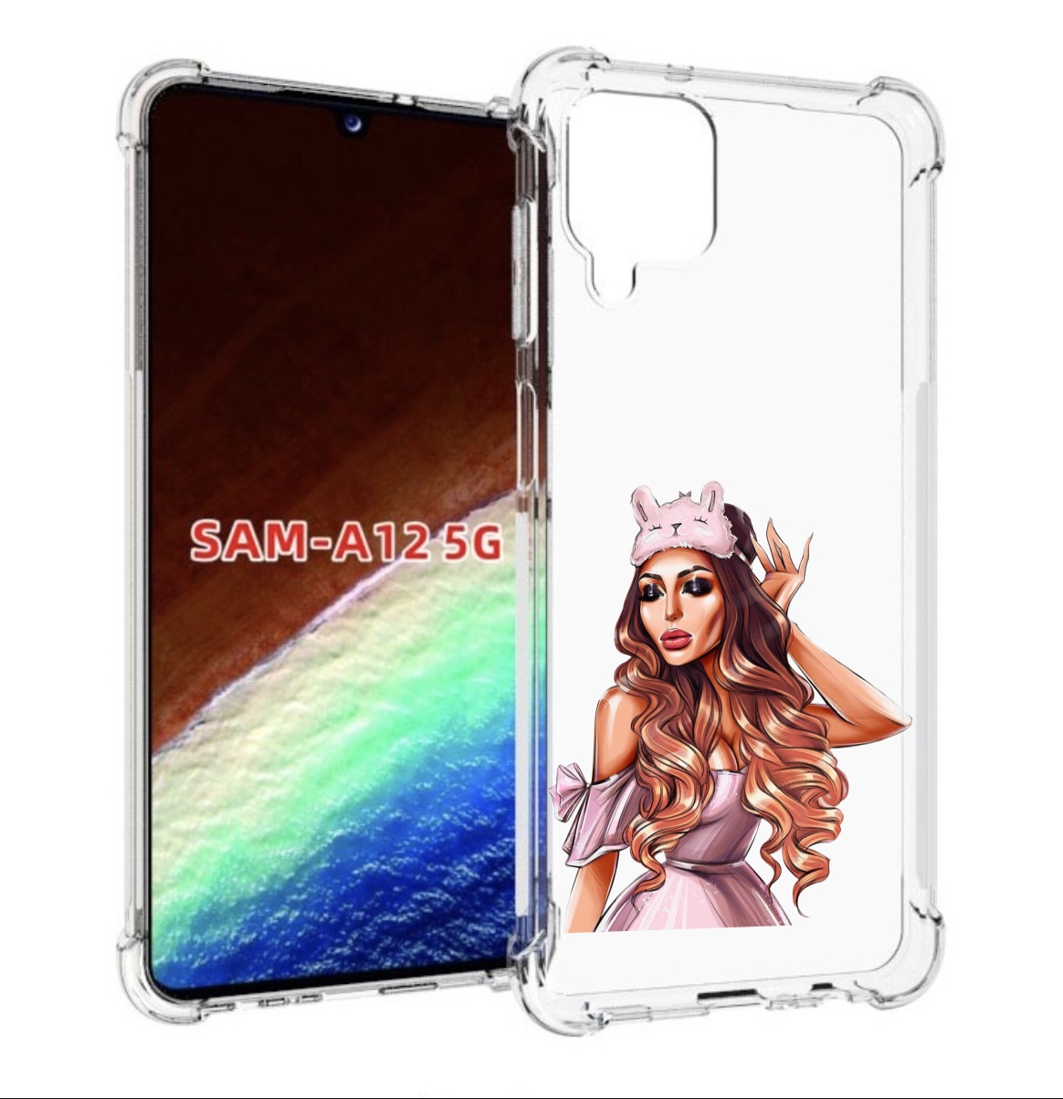 

Чехол MyPads девушка-с-маской-для-сна женский для Samsung Galaxy A12 (SM-A125F) 2020, Прозрачный, Tocco