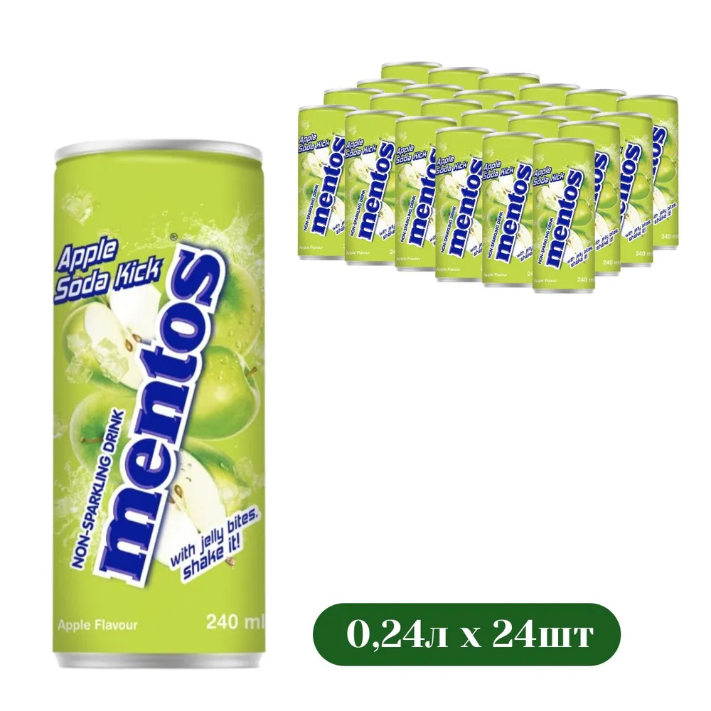 

Напиток Mentos Apple Soda Kick, 24 шт по 0,24 л