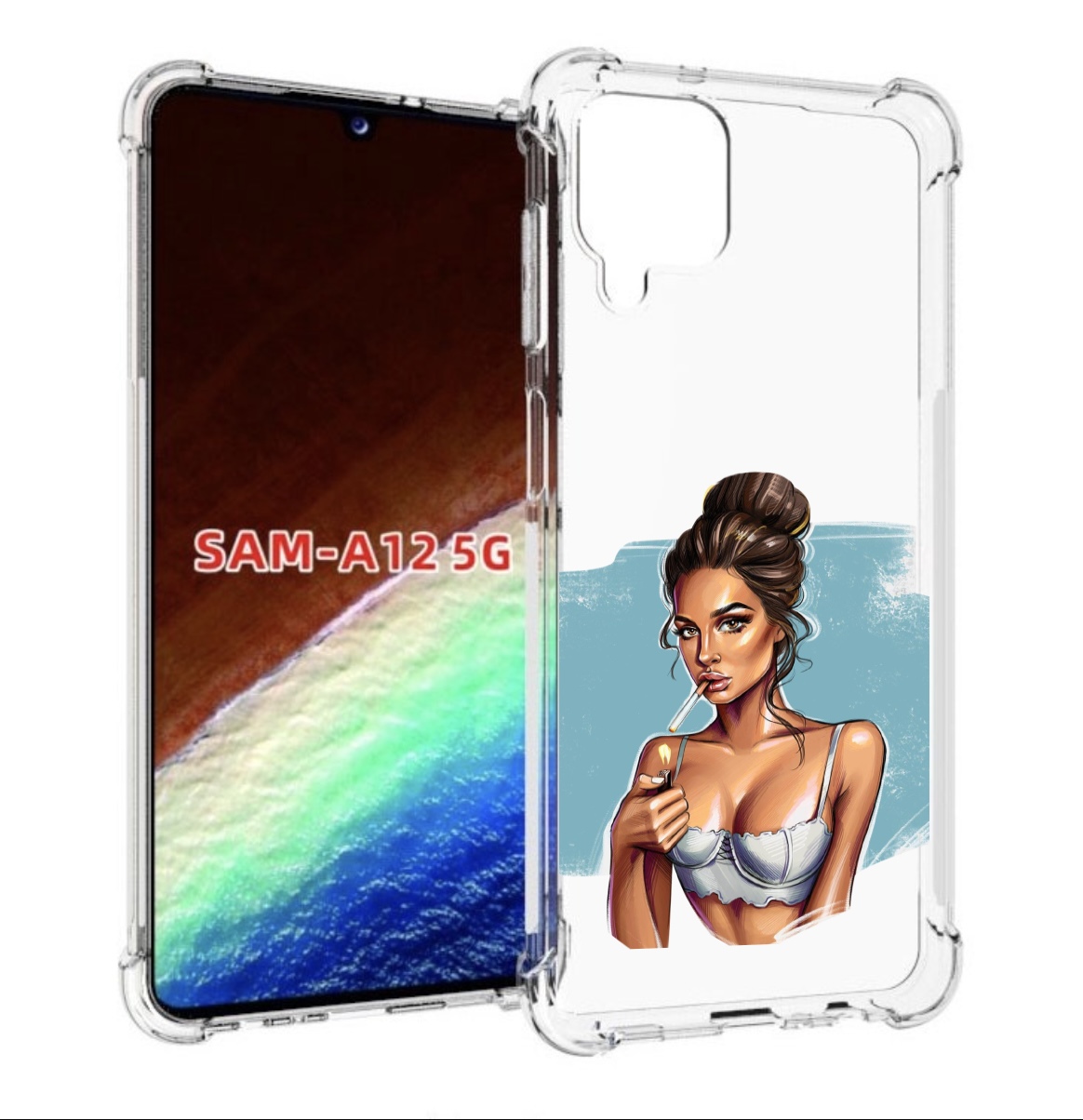 

Чехол MyPads девушка-с-зажигалкой для Samsung Galaxy A12 (SM-A125F) 2020/21, Прозрачный, Tocco