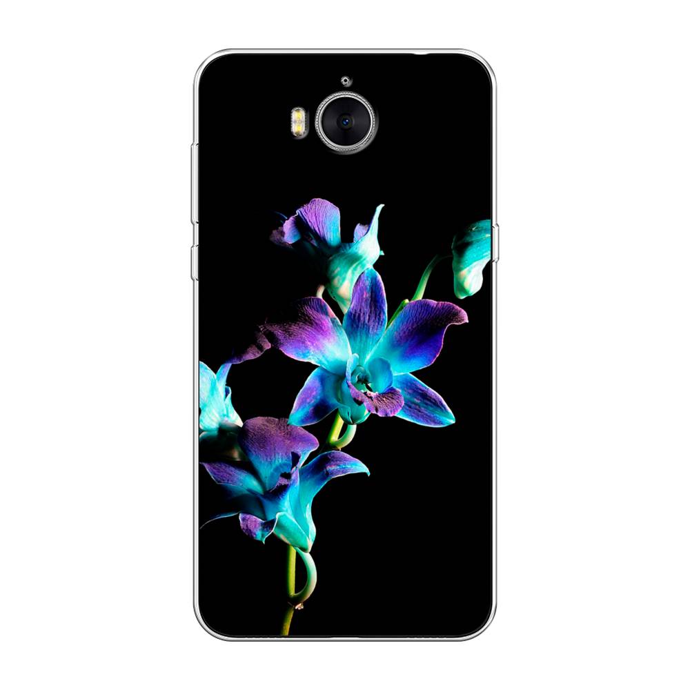 

Чехол Awog на Huawei Y5 2017 "Синий цветок на черном", Разноцветный, 62550-8