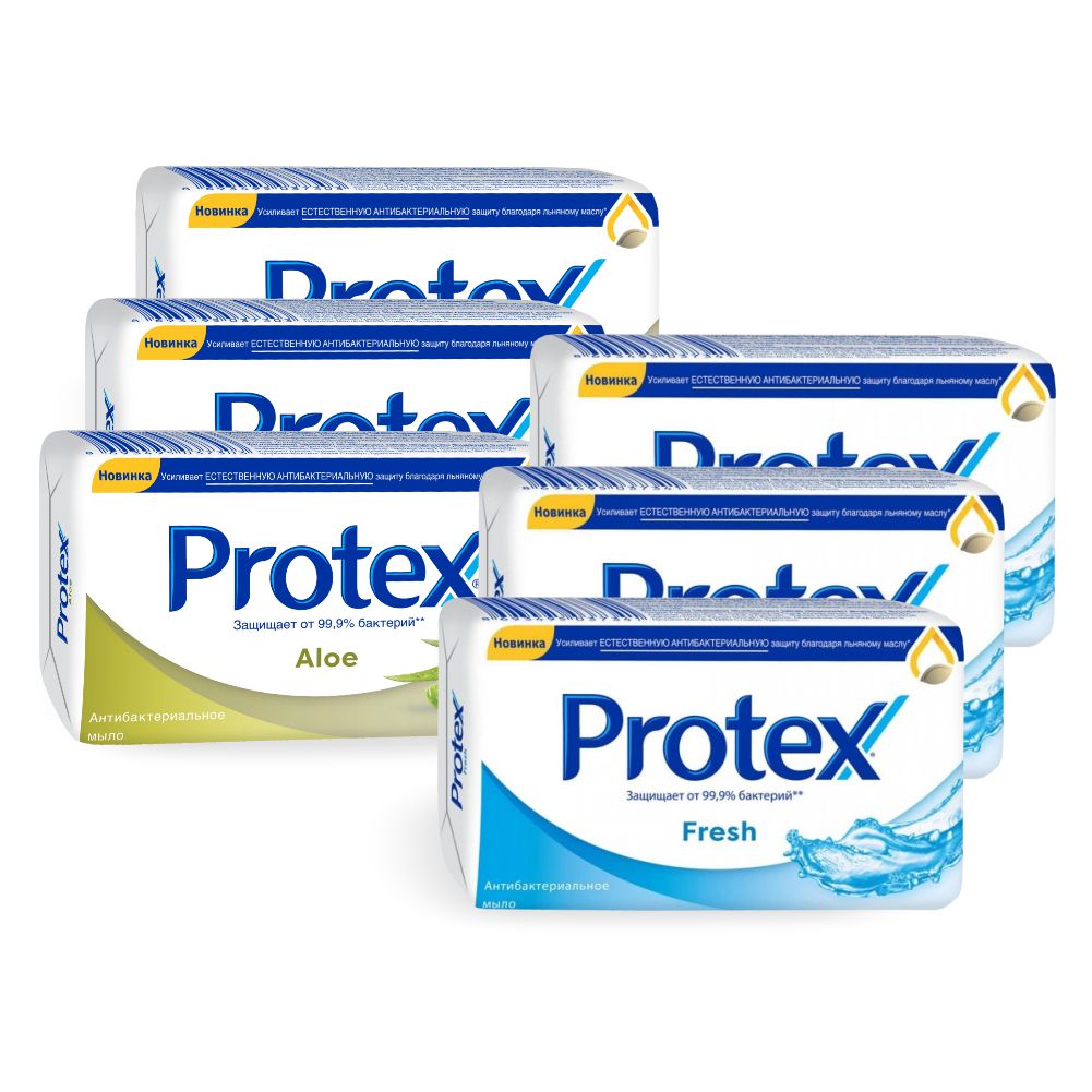 Набор туалетного мыла Protex Aloe 3 шт + Fresh 3 шт по 90 г комплект антибактериальное туалетное мыло protex fresh 150 г х 4 шт