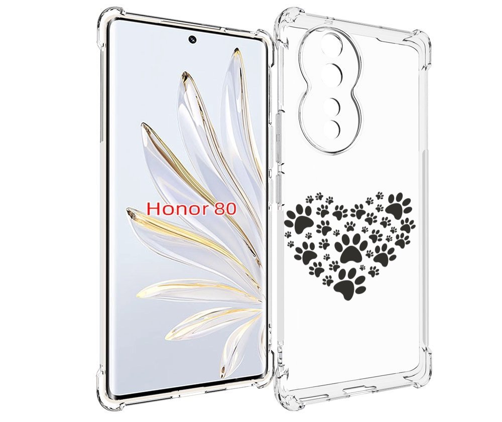 

Чехол MyPads следы-в-сердечке для Honor 80, Прозрачный, Tocco