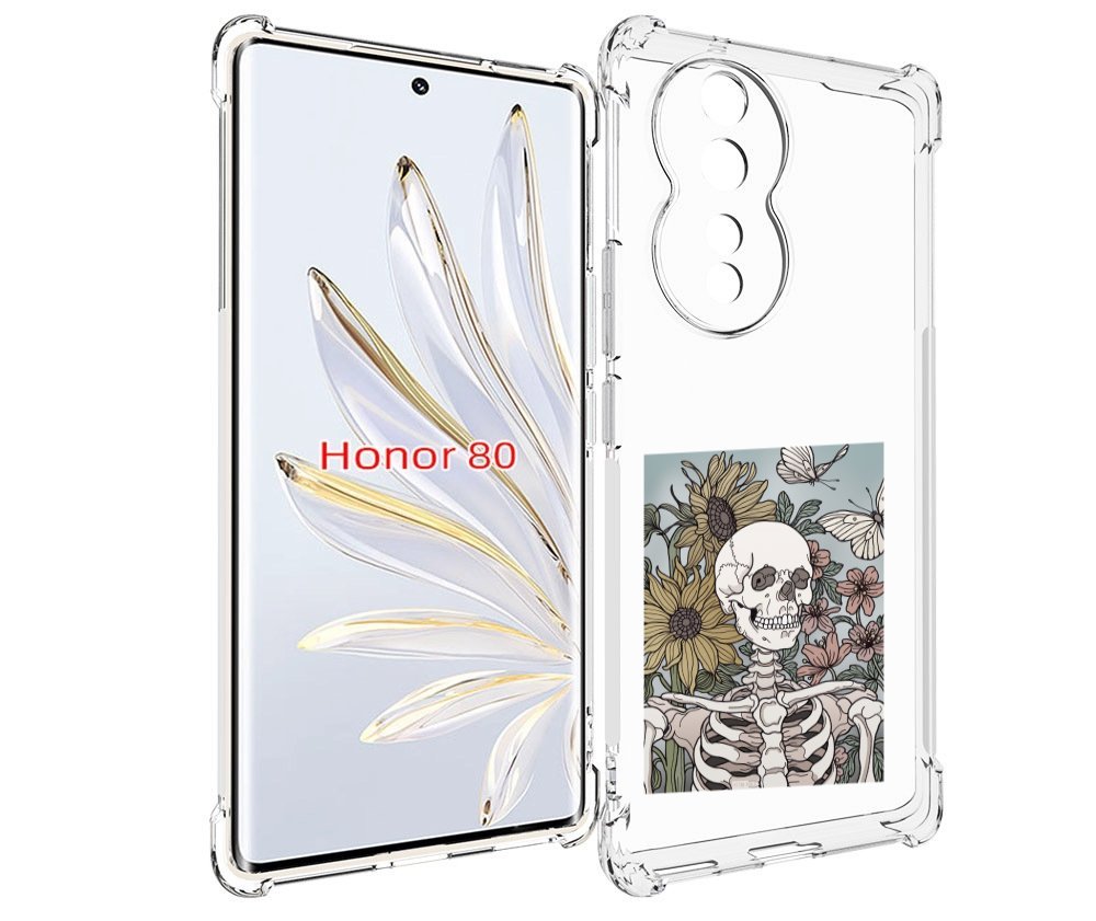

Чехол MyPads скелетик с подсолнухами для Honor 80, Прозрачный, Tocco