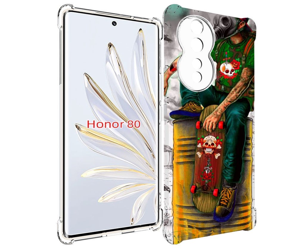 

Чехол MyPads скейтер в противогазе для Honor 80, Прозрачный, Tocco
