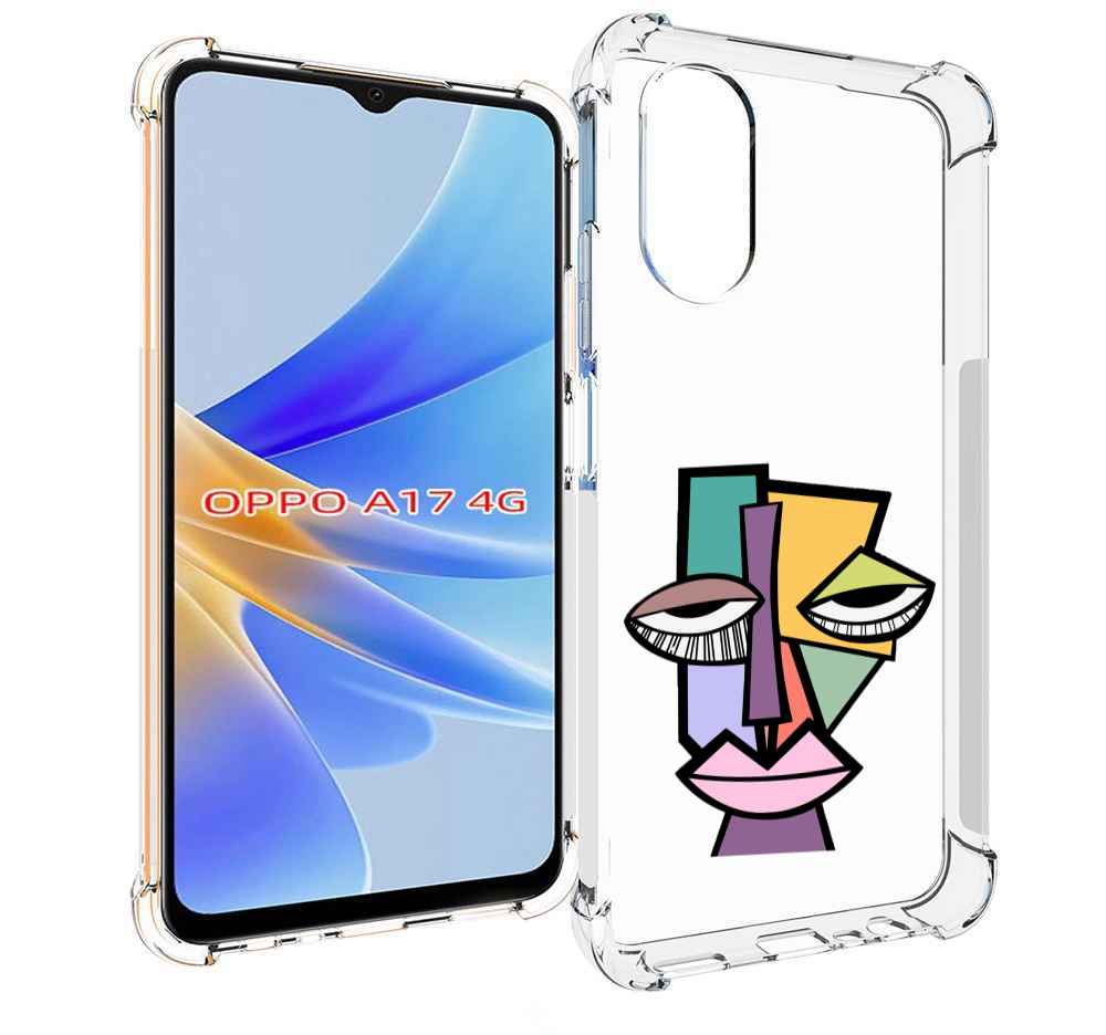

Чехол MyPads лицо из квадратиков с глазами женский для OPPO A17, Прозрачный, Tocco