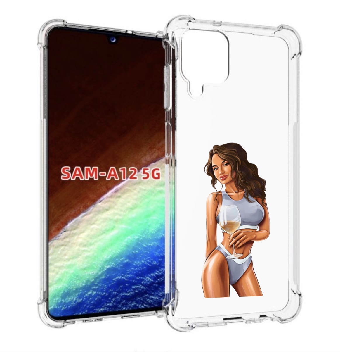 Чехол MyPads девушка-в-сером-купальнике- женский для Samsung Galaxy A12 (SM-A125F) 20