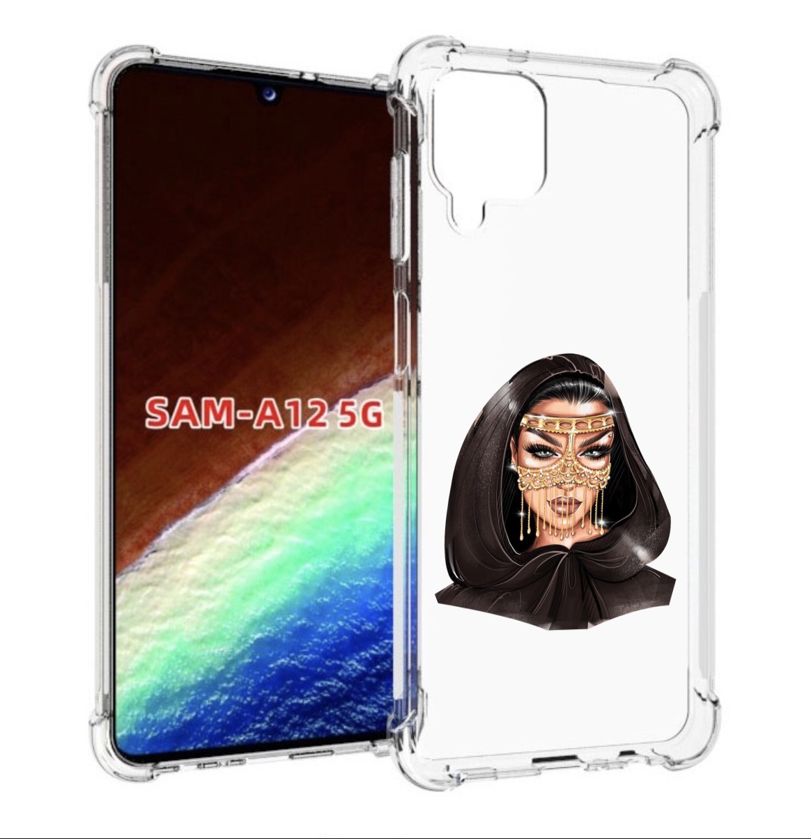 

Чехол MyPads девушка-в-золотой-маске для Samsung Galaxy A12 (SM-A125F) 2020/21, Прозрачный, Tocco