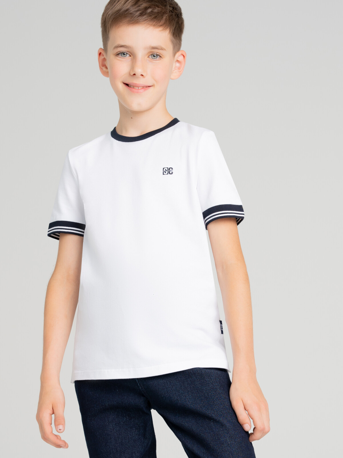 

Фуфайка трикотажная для мальчиков PlayToday (футболка), белый,тёмно-синий, 158, Белый;синий, 22317079