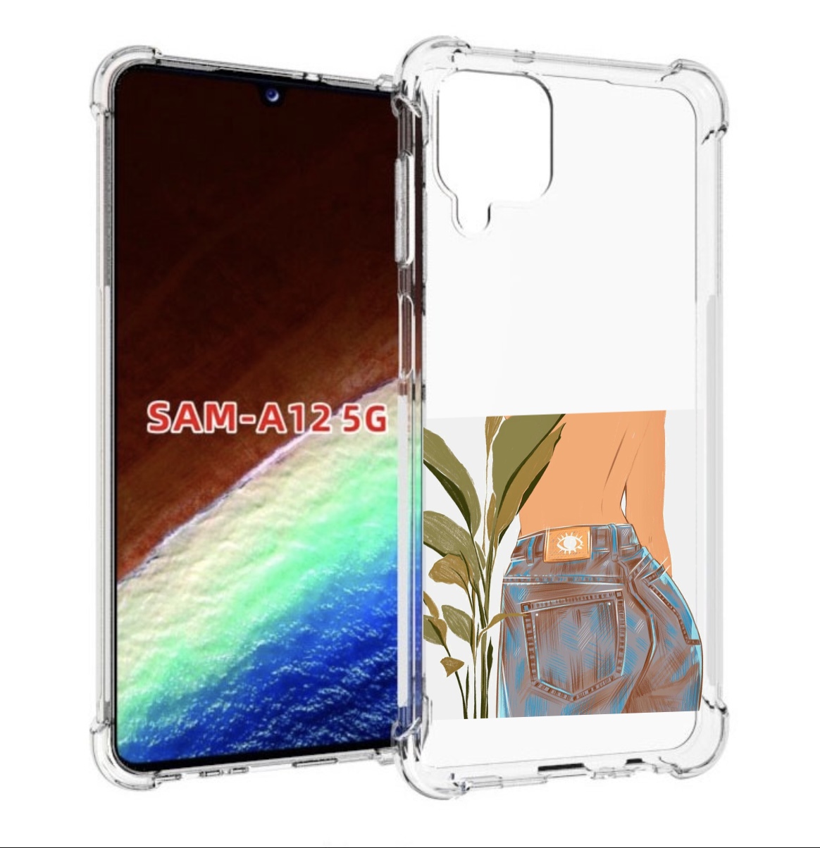

Чехол MyPads девушка-в-джинсах для Samsung Galaxy A12 (SM-A125F) 2020/21, Прозрачный, Tocco
