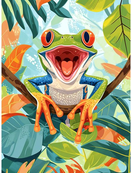 

Алмазная мозаика на подрамнике Счастливая лягушка, 70x50 см, 50 цветов, 82741, ПРА-680