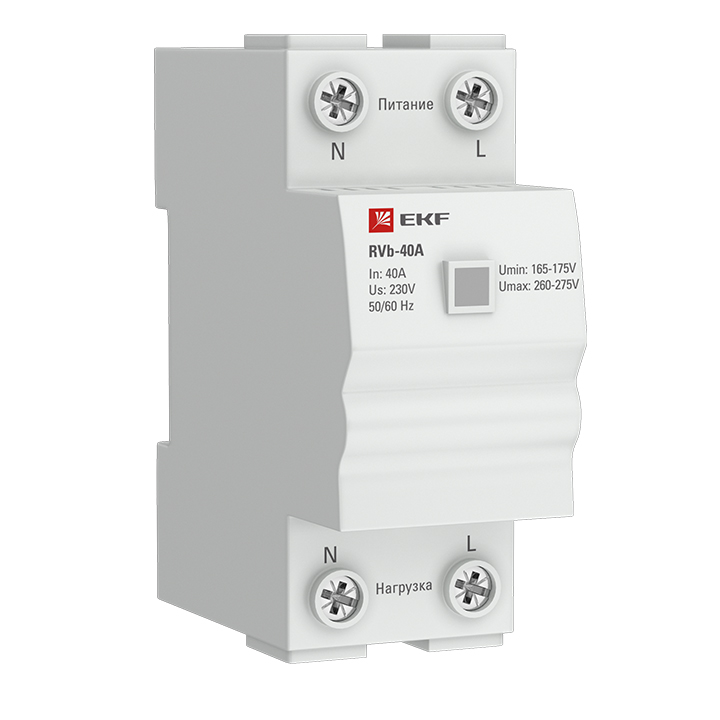 Реле напряжения EKF Basic (сквозное подкл.) rvb-40a индикатор напряжения постоянного и переменного тока 6 12 24в