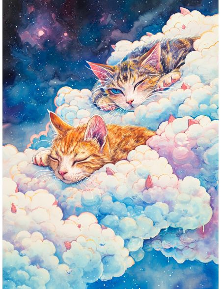 

Алмазная мозаика на подрамнике Коты в облаках, 90x70 см, 50 цветов, 82681, ПРА-674