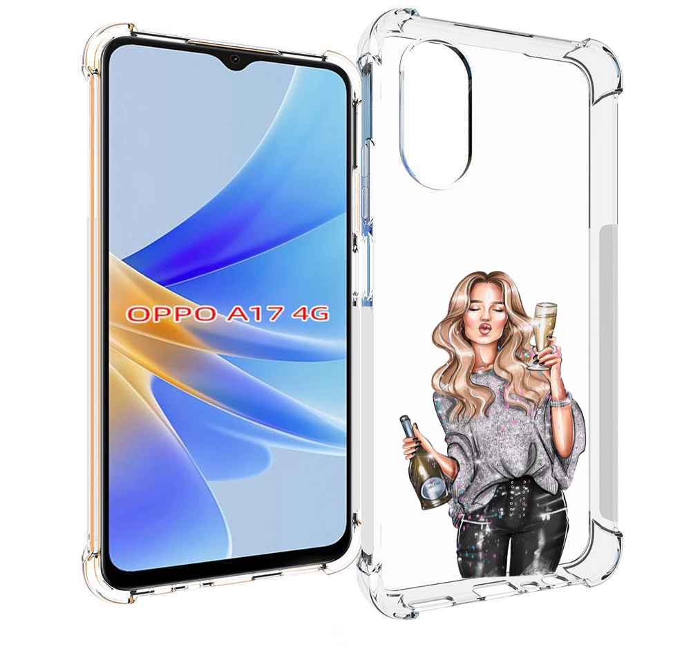 

Чехол MyPads красивая-любительница-шампанского женский для OPPO A17, Прозрачный, Tocco
