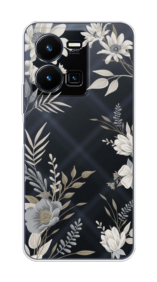 

Чехол на Vivo Y35 4G "Цветы сепия", Серый;прозрачный;зеленый;белый, 267250-1