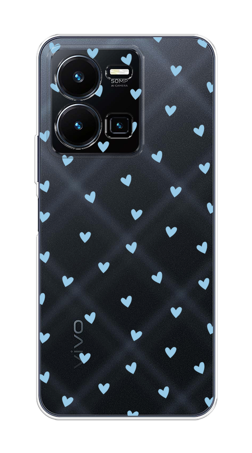 

Чехол на Vivo Y35 4G "Голубые сердечки паттерн", Голубой;прозрачный, 267250-1
