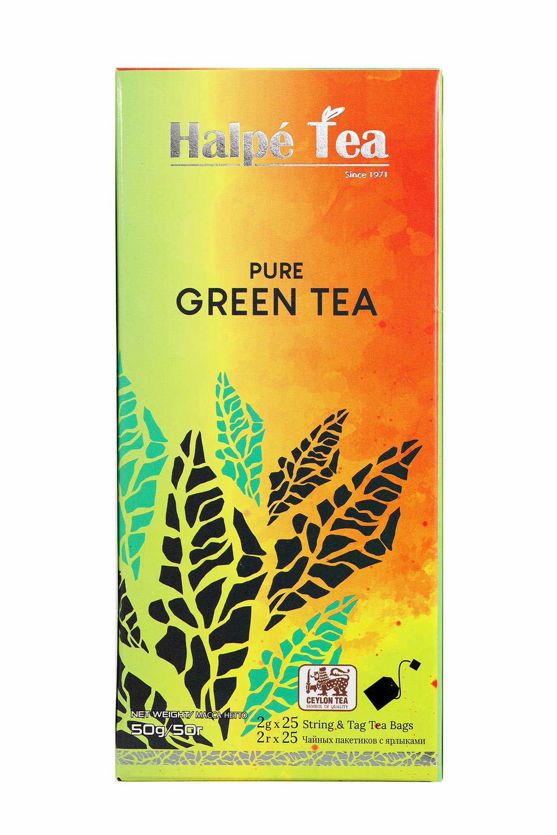 Чай зеленый Halpe Green Tea, крупнолистовой байховый, 25 пакетиков