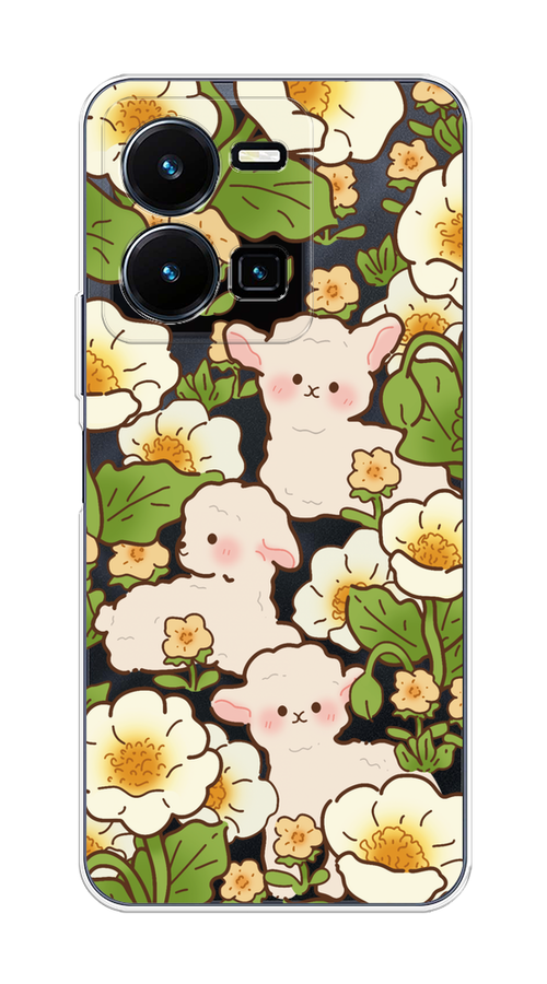 

Чехол на Vivo Y35 4G "Овечки в цветах", Зеленый;бежевый, 267250-1