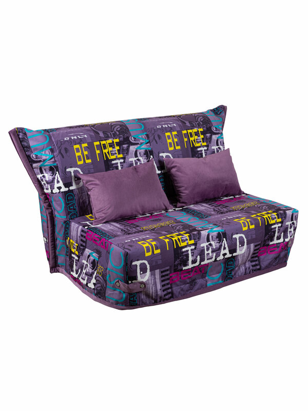 Диван-кровать Союз Мебель 120 см, фиолетовый текстильный двухместный